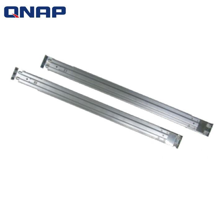 QNAP RAIL-A02-90 Rackmount Rail Kit designed for TS-EC2480U-RP and TVS-EC2480U-SAS-RP, showcasing its sturdy build and dimensions.